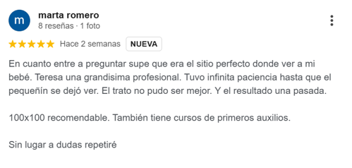 Reseña de Google Reseña positiva sobre un lugar destacado por su profesionalismo y cursos de calidad.